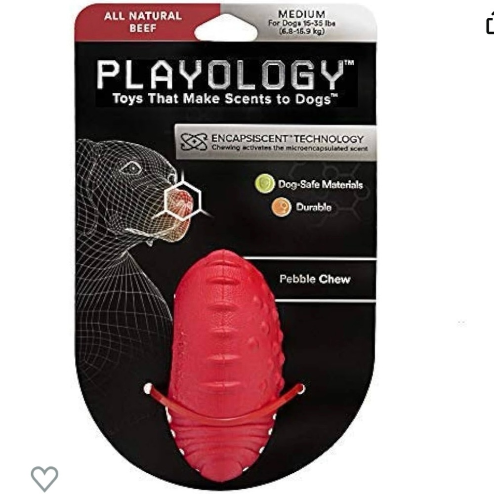 NWT Playology Beef Scented Pebble ChewToy, 4" Wide Red Medium Dogs 15-35 lb.